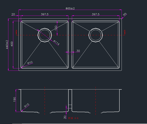 865*440*200mm Stainless Steel Sink [42-TWM2 / 42-2261]