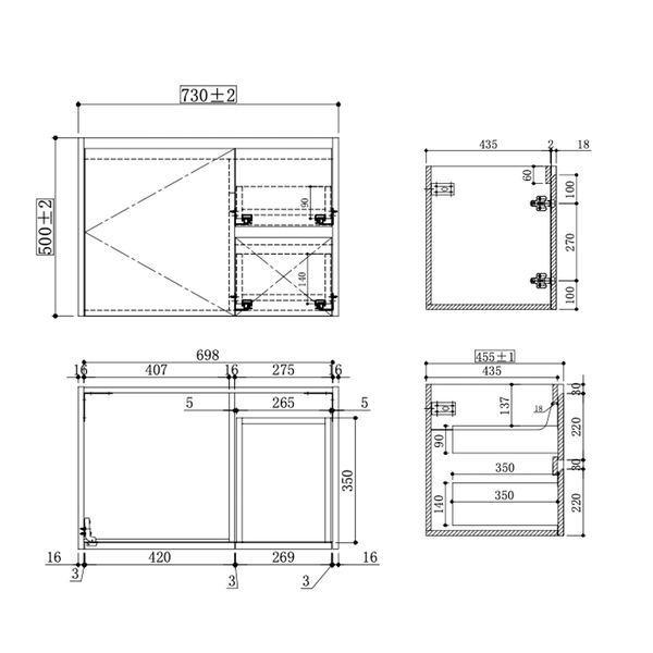 Max Oak - Wall Hung Vanity 750/900/1200mm [44-BC-WHO]