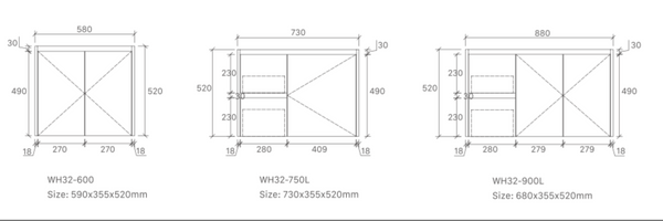 DISCONTINUED - Sierra - MATTE White Slim 360mm Width Wall Hung Vanity 600-900mm [20-WH32-WM]