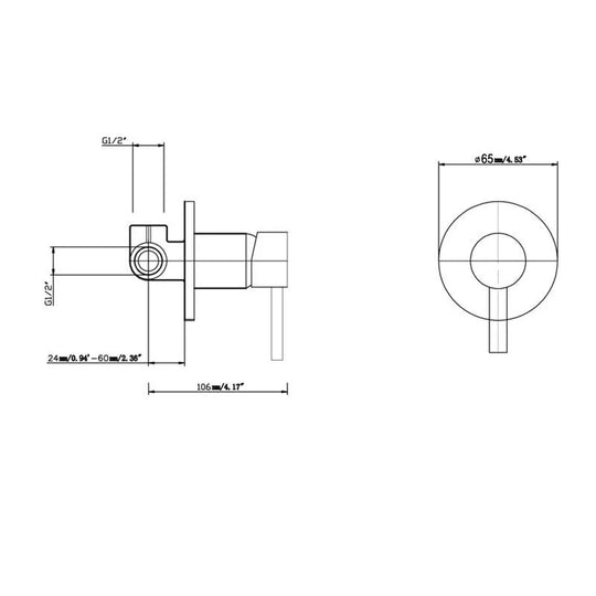 LUCID PIN - Round Shower/Bath Mixer [42-0126-2-65/80.ST (WM26)]