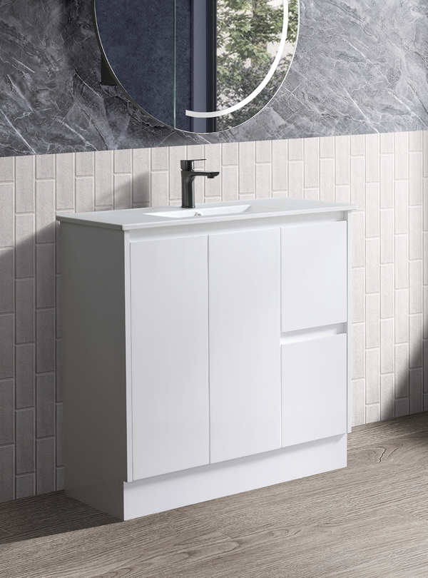 Sierra - MATTE White Slim 360mm Width Freestanding Vanity 600-900mm [20-SK32-WM]