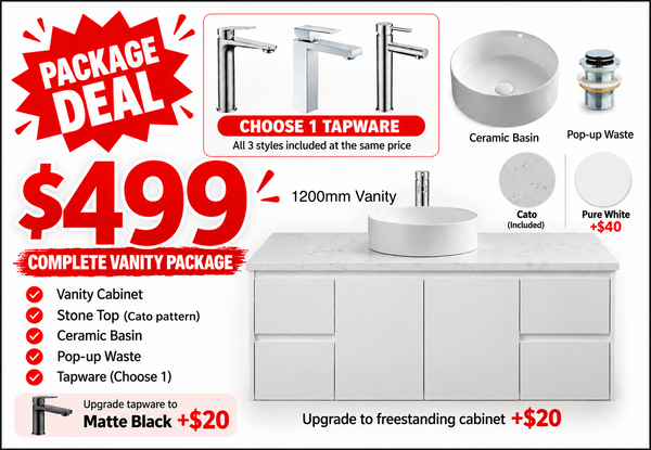 SALE - Complete Gloss White Vanity Package [44-VP-GW / 44-2287]