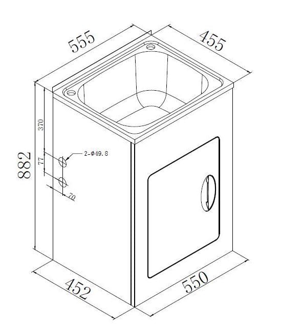 Laundry Trough - Stainless Steel Cabinet 555x455x870mm [16-YH235B]