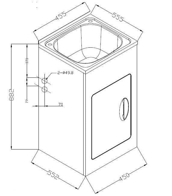 Laundry Trough - Stainless Steel Cabinet 455x555x870mm [16-YH235L]