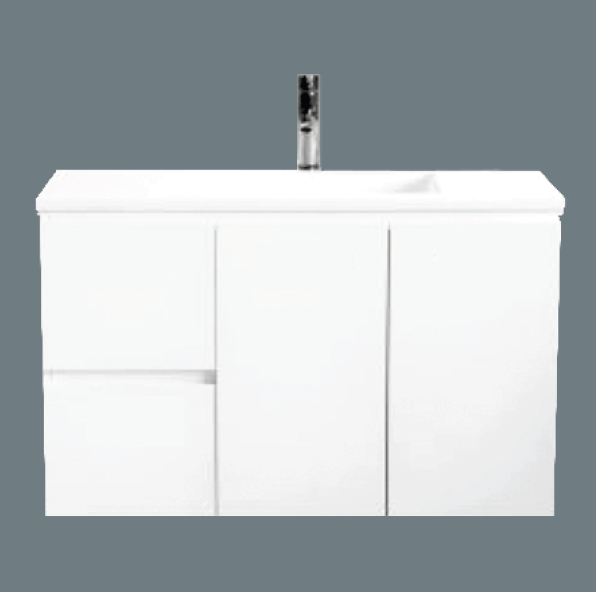 1200MM Ceramic Top Gloss White Wall Hung Vanity [39-LU1200 WH]