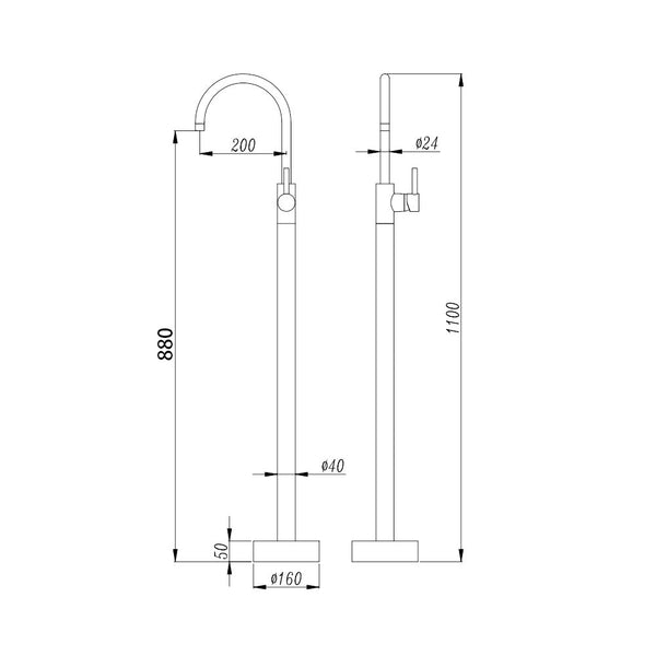Norico Pentro - Round Solid Brass Freestanding Mixer [42-BS07]