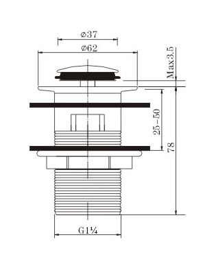 32mm Solid Brass Basin Pop Up Waste Drain [42-001/002.PUW]