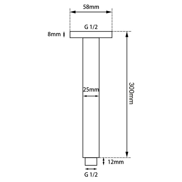 300mm Square Brass Ceiling Shower Arm [42-0126.SA]