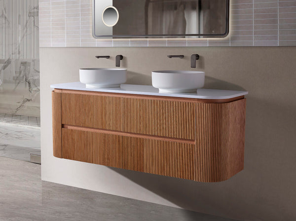 Bristol - Rosewood Fluted Curved Wall Hung Vanity 900-1500mm [20-CWH68-A6]