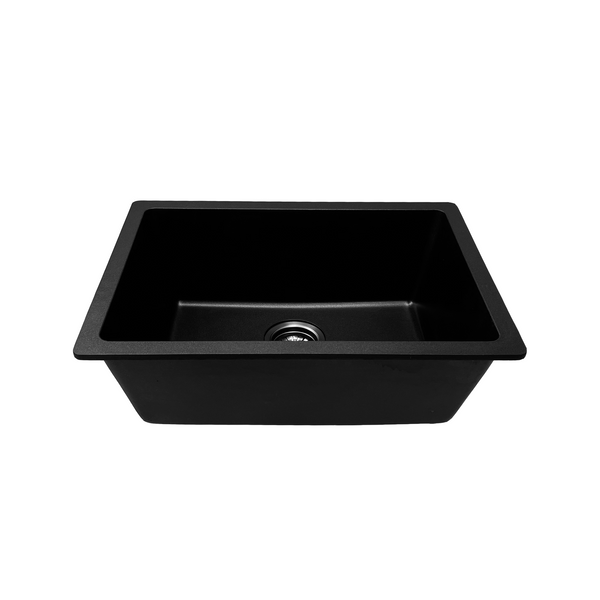 790*470*240mm Kitchen Sink Laundry Black Granite Stone Sinks Single Bowl Basin [44-GS7947B]