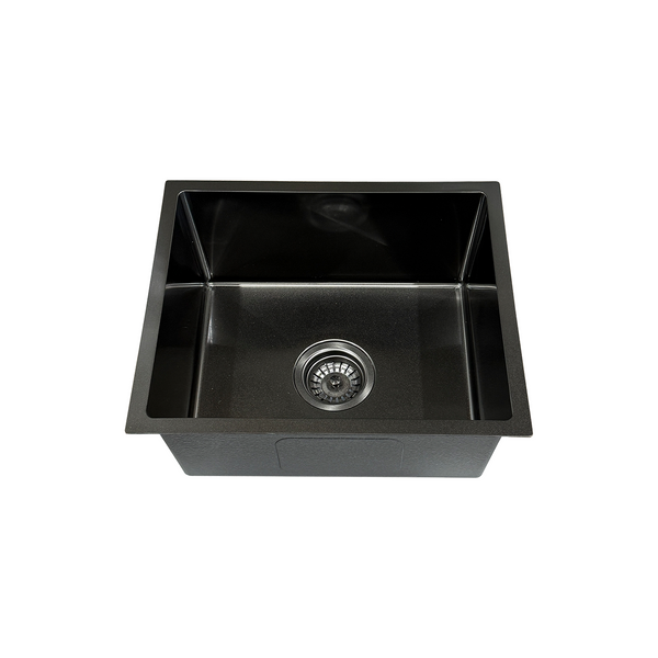 380*450*200 Kitchen Sink Laundry Handmade Black Nano Stainless Steel Single Bowl [44-HF3845B]