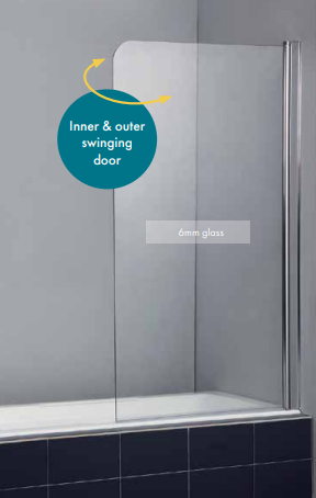 Height 1500mm Fixed Fully Frameless Bath Screen 850mm [23-TSB-0850-P / 23-2275]
