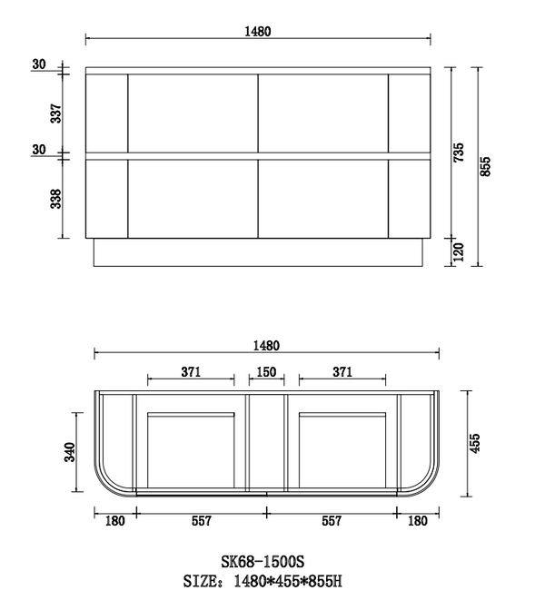 Hudson - Matte White Fluted Curved Freestanding Vanity 900-1500mm [20-SK68-WM]
