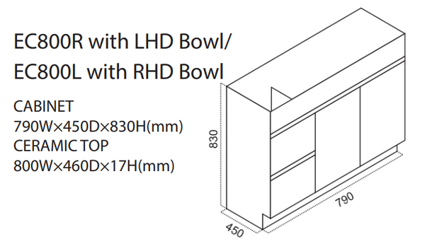 800MM Ceramic Top Freestanding Vanity in Glossy White [39-LU/EC800]