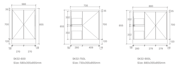 Sierra - MATTE White Slim 360mm Width Freestanding Vanity 600-900mm [20-SK32-WM]