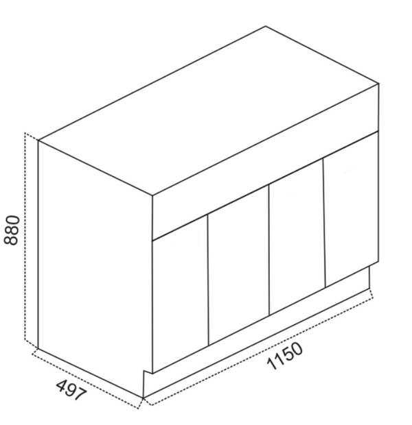 Laundry Trough - Double Bowl MDF Cabinet 1160x500x882mm [39-1260]