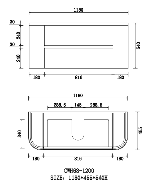 Bristol - Matte White Fluted Curved Wall Hung Vanity 900-1500mm [20-CWH68-WM]