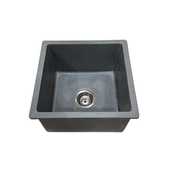 450*450*240 Kitchen Sink Laundry Dark Grey Granite Stone Sinks Single Bowl Basin [44-GS4545G]