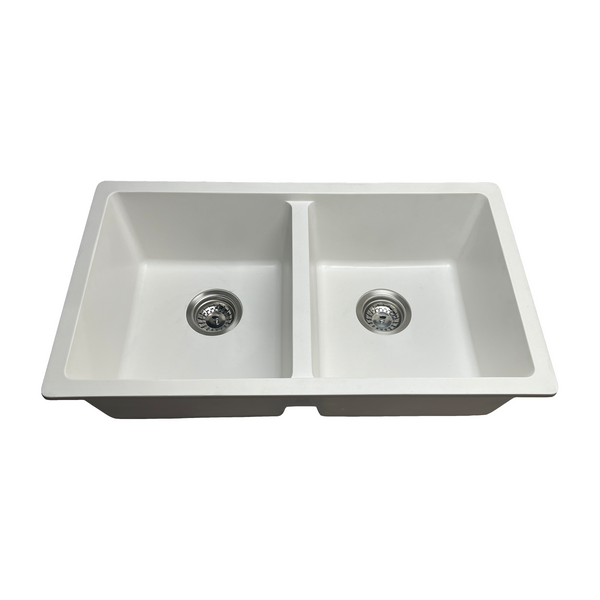 780*455*220 Kitchen Sink Laundry White Granite Stone Sinks Single Bowl Basin [44-GS7846W]