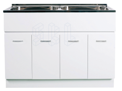 Laundry Trough - Double Bowl MDF Cabinet 1160x500x882mm [39-1260]