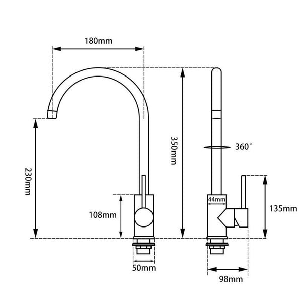 Round Chrome Standard Kitchen Sink Mixers Tap [42-1026.KM (KT26)]
