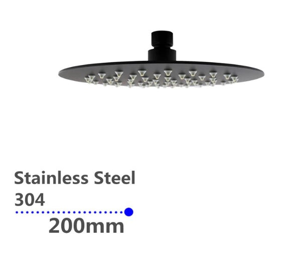 200mm Round Super Slim Rainfall Shower Head 2mm Thick [42-0119.SH]