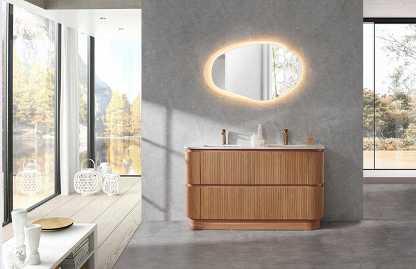 Hudson - Rosewood Fluted Curved Freestanding Vanity 900-1500mm [20-SK68-A6]