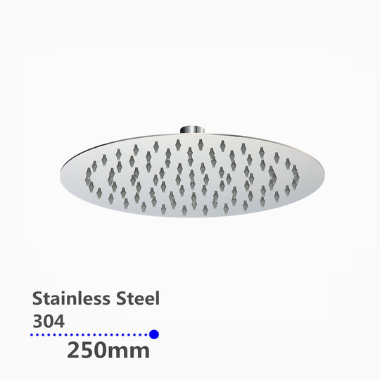 250mm Round Super Slim Black Rainfall Shower Head 2mm Thick [42-0007.SH]
