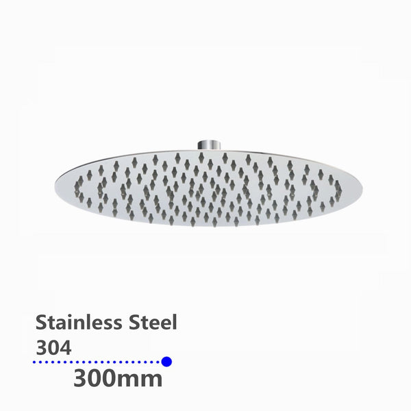 300mm Round Super Slim Black Rainfall Shower Head 2mm Thick [42-0008.SH]