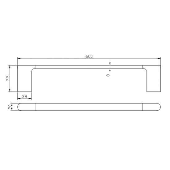 AU / VOG - Single Towel Rail 600/800mm [42-8001.(8.)TR]