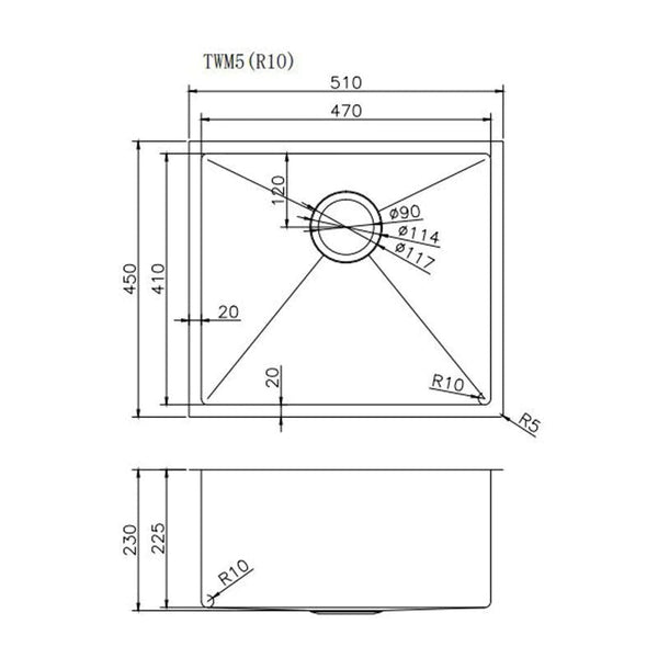 510*450*230mm Stainless Steel Sink [42-TWM5 / 42-2264]