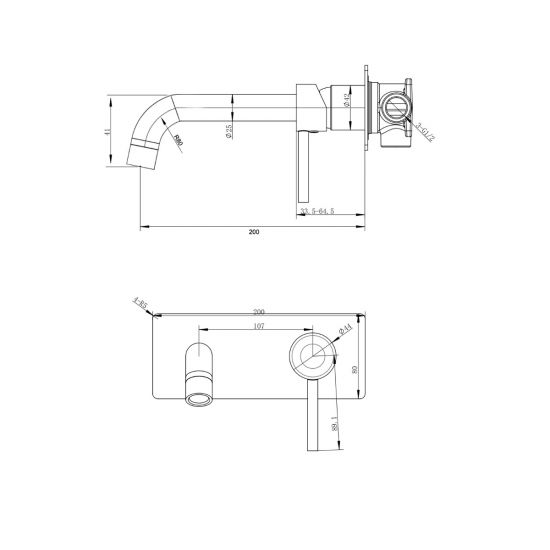 Lucid Pin - Round Wall Mixer With Spout [42-0144-2-EX.BM (WMT44)]