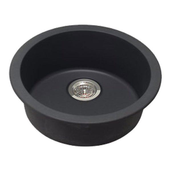 Granite Quartz Stone Kitchen/Laundry Sink Round Single Bowl Top/Under Mount 460mm [42-460.KS / 42-1212]