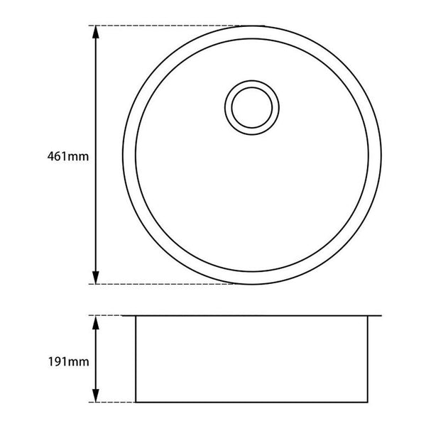 Granite Quartz Stone Kitchen/Laundry Sink Round Single Bowl Top/Under Mount 460mm [42-460.KS / 42-1212]