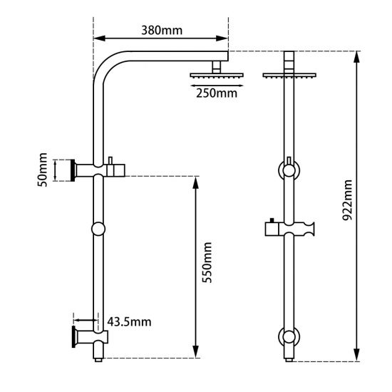 10'' Right Angle Round Shower Station Top Inlet [42-2128-A.SH]