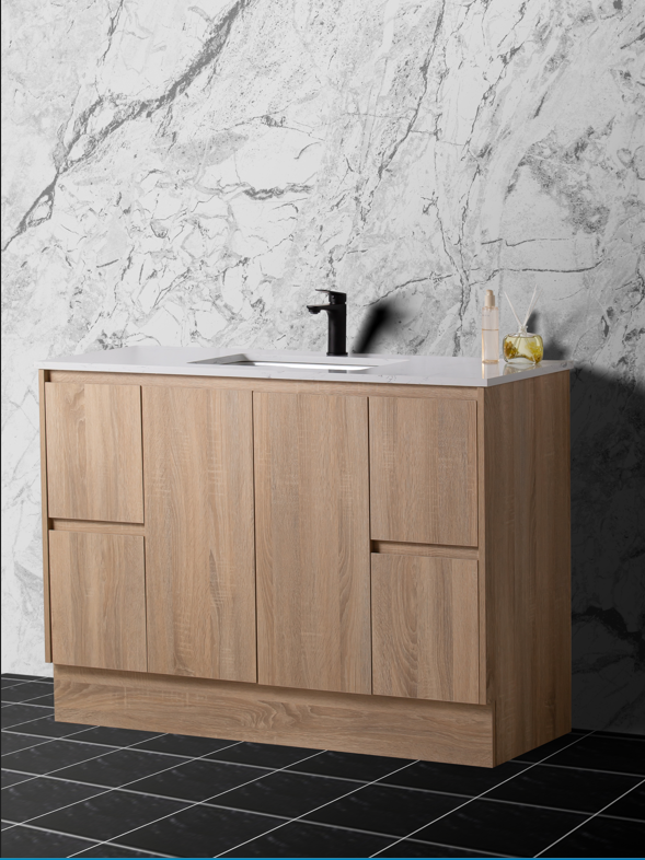 SALE - Flat Pack - Max Oak - Freestanding Vanity 750/1200mm [44-BC-FSO]