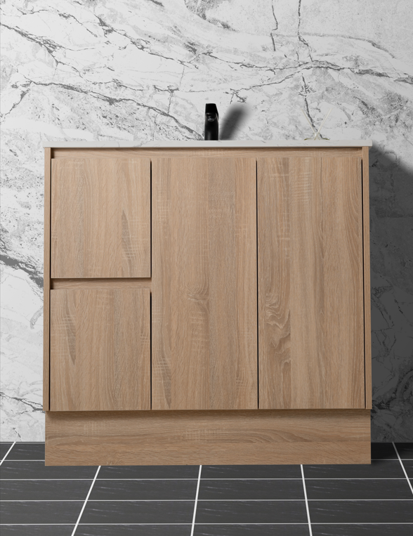 SALE - Flat Pack - Max Oak - Freestanding Vanity 750/1200mm [44-BC-FSO]