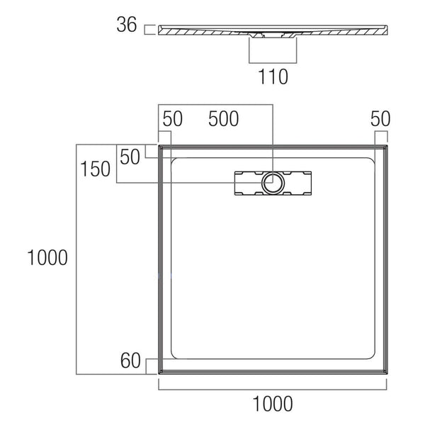 Stonelite Elite REAR Outlet Shower Bases [26-EL-R]
