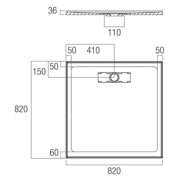 Stonelite Elite REAR Outlet Shower Bases [26-EL-R]