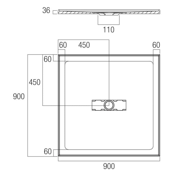 Stonelite Elite CENTRE Outlet Shower Bases [26-EL-C]