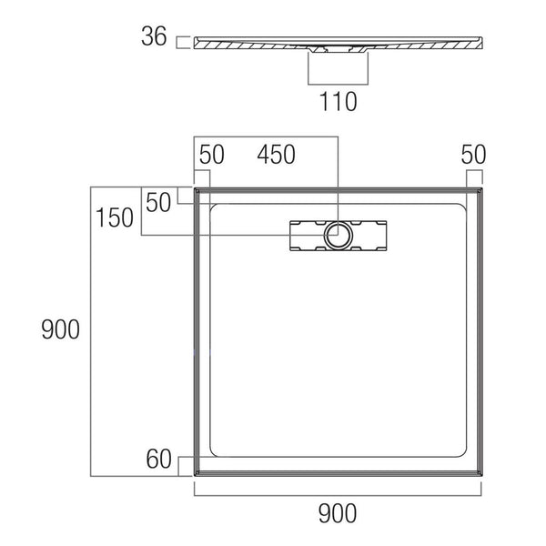Stonelite Elite REAR Outlet Shower Bases [26-EL-R]