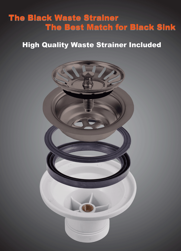 460*400*250 Kitchen Sink Laundry Black Granite Stone Sinks Single Bowl Basin [44-GS4046B]