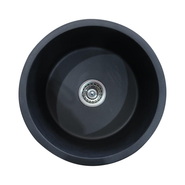 430*430*215 Kitchen Sink Laundry Black Granite Stone Sinks Single Bowl Basin