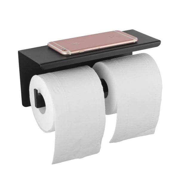 Double Toilet Paper Roll Holder with Phone Shelf
