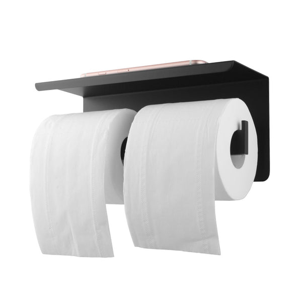 Double Toilet Paper Roll Holder with Phone Shelf