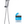 Square Shower Set with Diverter- Chrome / Matte Black [44-SH1002]