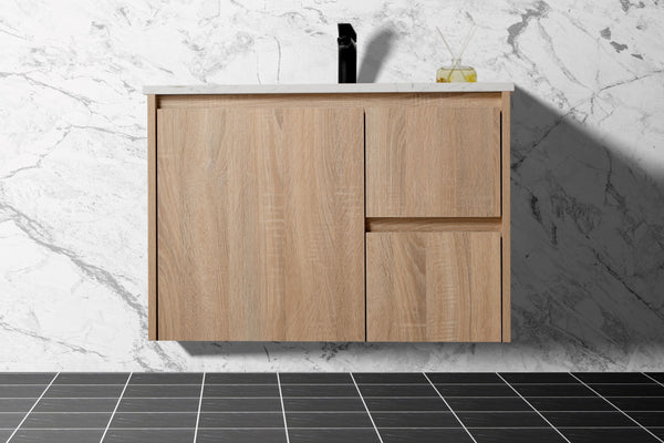 SALE - Flat Pack - Max Oak - Wall Hung Vanity 1200mm [44-BC-WHO (Flat Pack) / 44-2089]