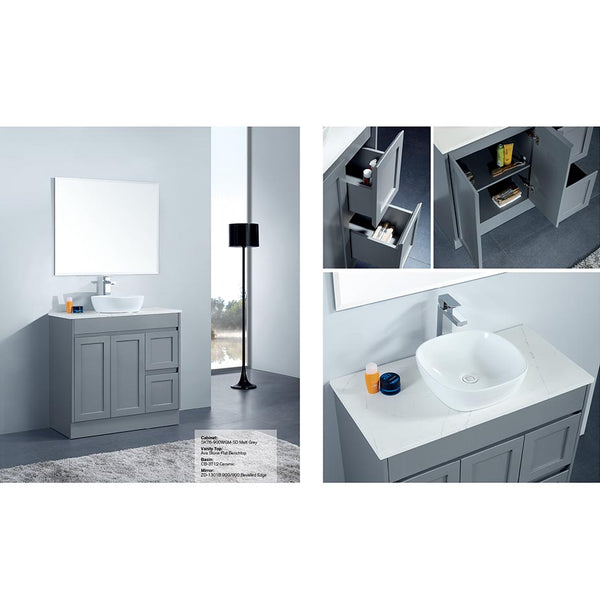 Quinn - MATTE White Hamptons Style Freestanding Vanity 600-1800mm [20-SK76-WM]